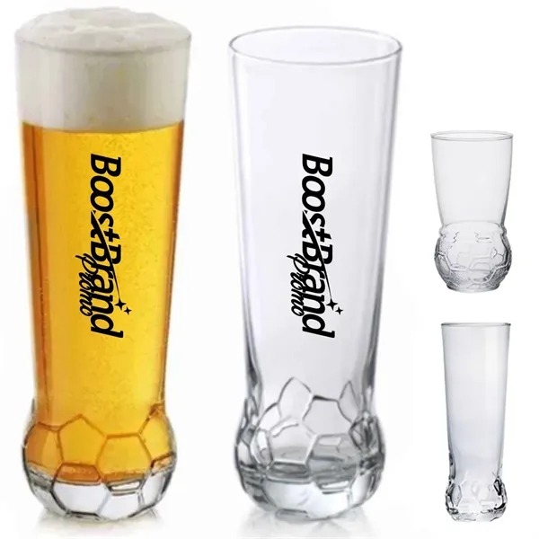 13Oz. Soccer Ball Design Tall Beer Glasses - 13Oz. Soccer Ball Design Tall Beer Glasses - Image 0 of 3