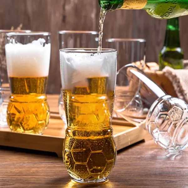 13Oz. Soccer Ball Design Tall Beer Glasses - 13Oz. Soccer Ball Design Tall Beer Glasses - Image 3 of 3