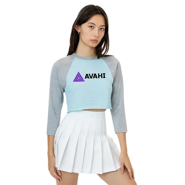 Poly Cotton 3/4 Sleeve Raglan Crop Tee - Poly Cotton 3/4 Sleeve Raglan Crop Tee - Image 0 of 2