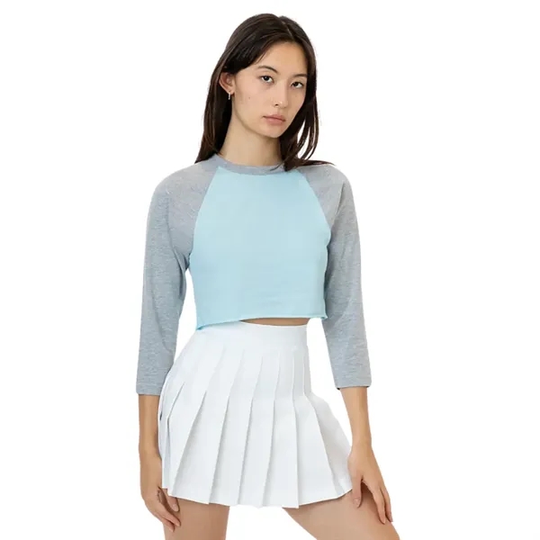 Poly Cotton 3/4 Sleeve Raglan Crop Tee - Poly Cotton 3/4 Sleeve Raglan Crop Tee - Image 1 of 2