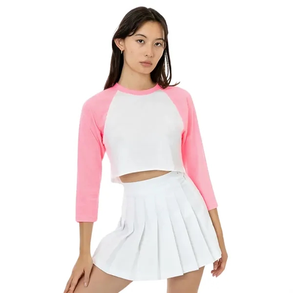 Poly Cotton 3/4 Sleeve Raglan Crop Tee - Poly Cotton 3/4 Sleeve Raglan Crop Tee - Image 2 of 2