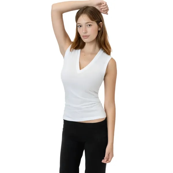 Poly Cotton Sleeveless V-Neck - Poly Cotton Sleeveless V-Neck - Image 1 of 1