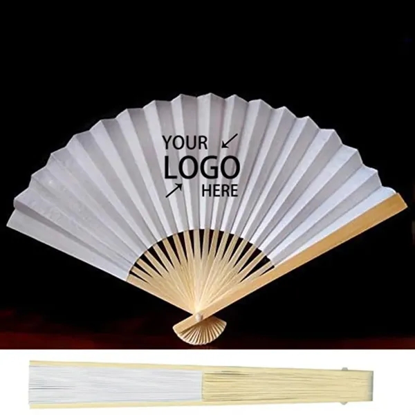 Folding Paper Hand Bamboo Fans for Wedding and Party Favors - Folding Paper Hand Bamboo Fans for Wedding and Party Favors - Image 0 of 4