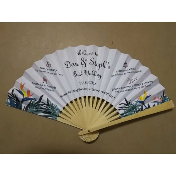 Folding Paper Hand Bamboo Fans for Wedding and Party Favors - Folding Paper Hand Bamboo Fans for Wedding and Party Favors - Image 2 of 4