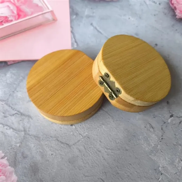 Foldable HD Glass Magnetic Compact Round Bamboo Mirror - Foldable HD Glass Magnetic Compact Round Bamboo Mirror - Image 3 of 5