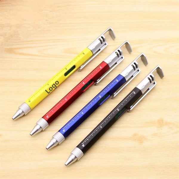 6 in 1 Plastic Ruler LevelGauge Phone Stand Ballpoint Pen