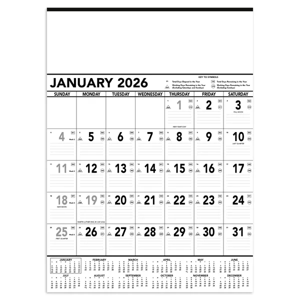 Triumph® Calendars Black & White Contractor Memo Calendar - Triumph® Calendars Black & White Contractor Memo Calendar - Image 7 of 9