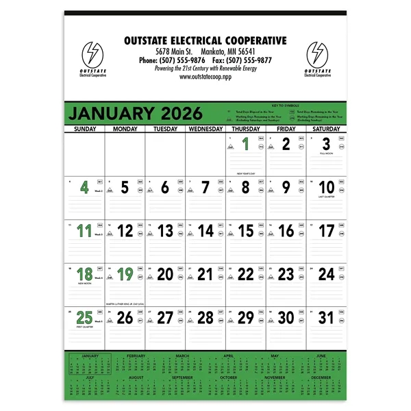 Triumph® Calendars Green & Black Contractor Memo Calendar - Triumph® Calendars Green & Black Contractor Memo Calendar - Image 7 of 9