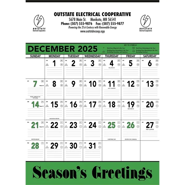 Triumph® Calendars Green & Black Contractor Memo Calendar - Triumph® Calendars Green & Black Contractor Memo Calendar - Image 8 of 9