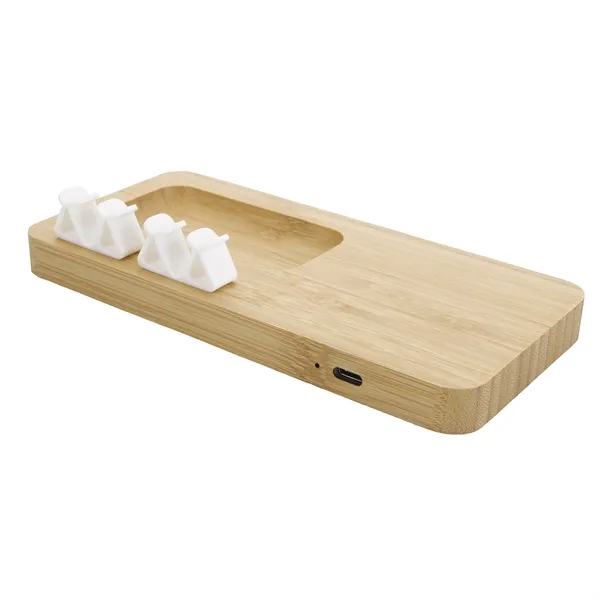 Bamboo 10W Wireless Charging Pad with Cable Organizer - Bamboo 10W Wireless Charging Pad with Cable Organizer - Image 2 of 13