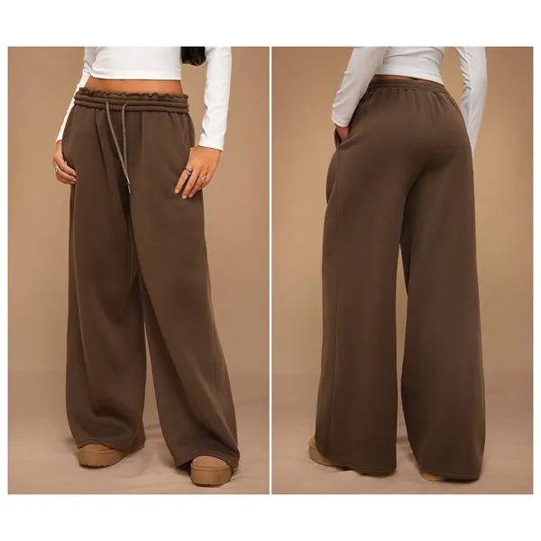 Women's High-Waisted Fleece-Lined Wide-Leg Joggers - Women's High-Waisted Fleece-Lined Wide-Leg Joggers - Image 2 of 5