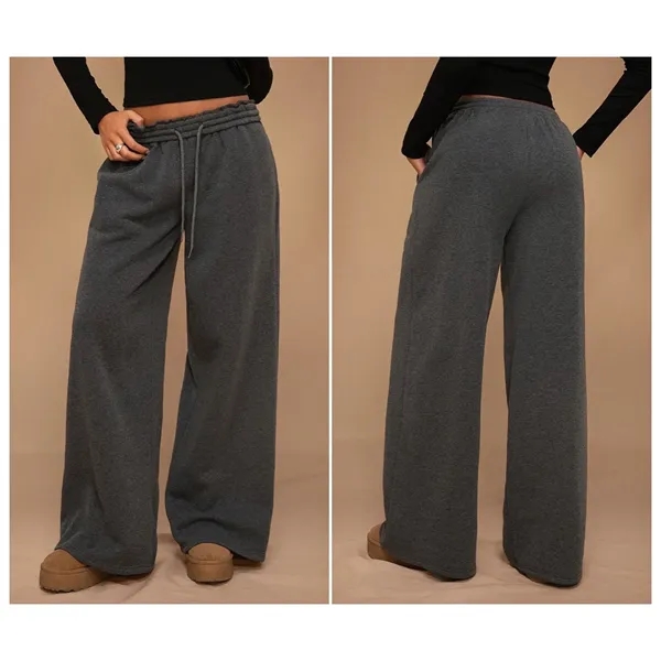 Women's High-Waisted Fleece-Lined Wide-Leg Joggers - Women's High-Waisted Fleece-Lined Wide-Leg Joggers - Image 4 of 5