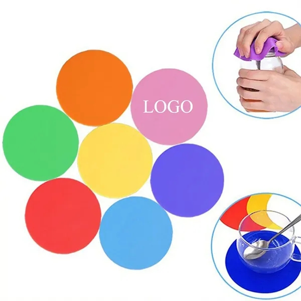 5" Round Silicone Heat Insulation Coaster with Jar Opener - 5" Round Silicone Heat Insulation Coaster with Jar Opener - Image 0 of 3