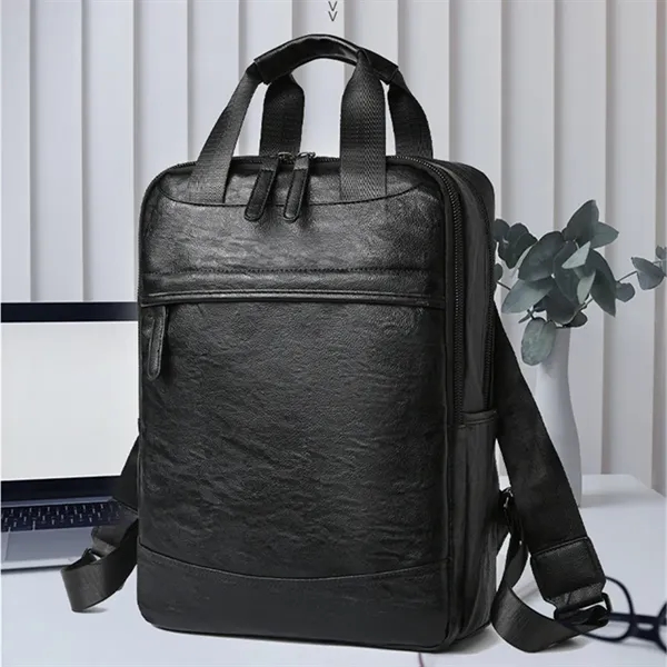 Men's PU Bag Backpack - Men's PU Bag Backpack - Image 3 of 5