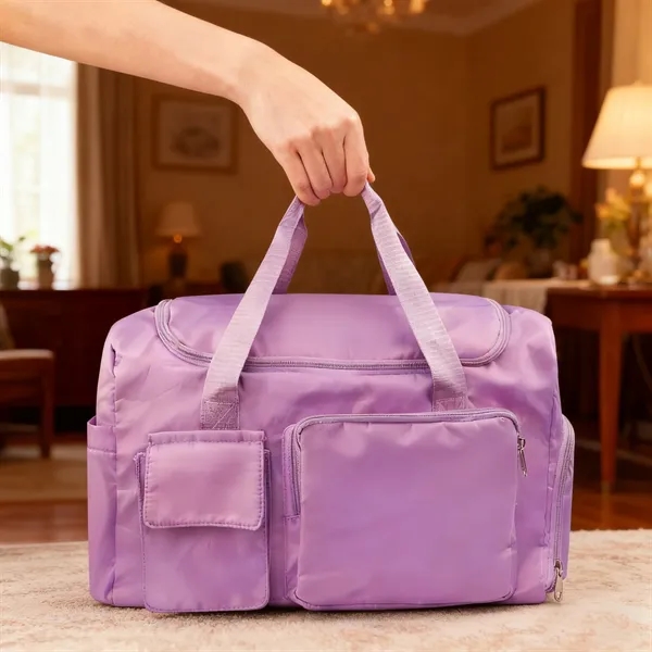 Large Portable Gym Duffle Bag W/ Handle, Oxford Fabric - Large Portable Gym Duffle Bag W/ Handle, Oxford Fabric - Image 4 of 4