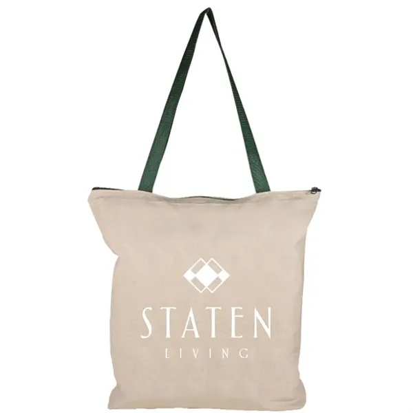 Bottom Gusset Cotton Tote, with Poly Handles & Zipper - Bottom Gusset Cotton Tote, with Poly Handles & Zipper - Image 3 of 4