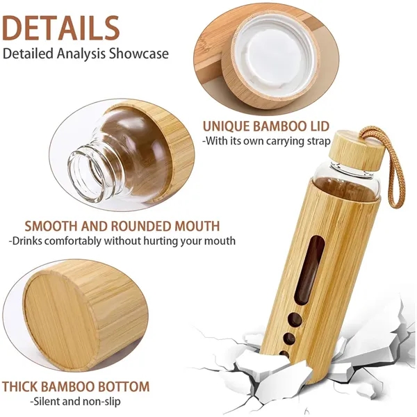 Leakproof Durable Eco-friendly Bamboo Lid Glass Water Bottle - Leakproof Durable Eco-friendly Bamboo Lid Glass Water Bottle - Image 1 of 10