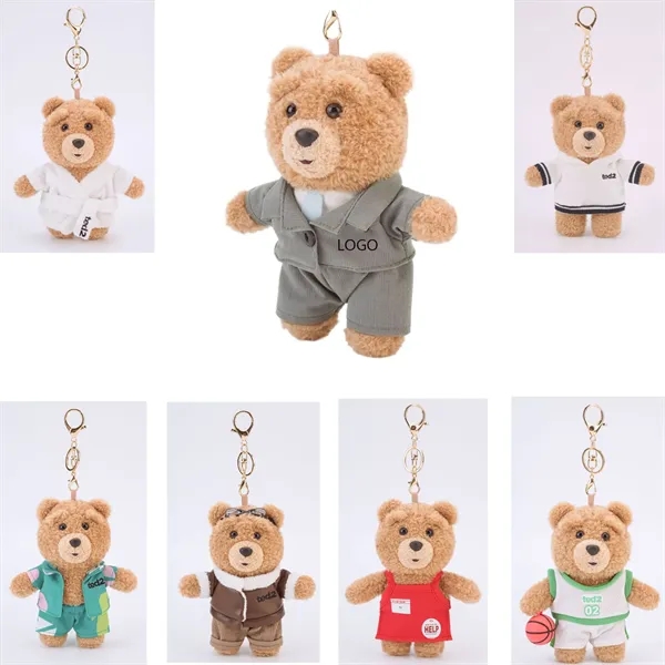 6 Inch Plush Teddy Bear Keychain - 6 Inch Plush Teddy Bear Keychain - Image 0 of 1