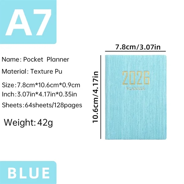 Portable A7 Pocket Planner Pu Cover Daily Notebook Calendar - Portable A7 Pocket Planner Pu Cover Daily Notebook Calendar - Image 5 of 12