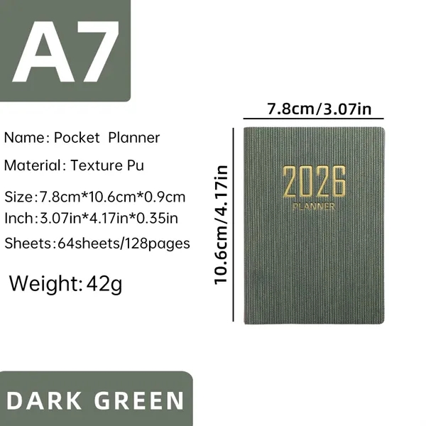 Portable A7 Pocket Planner Pu Cover Daily Notebook Calendar - Portable A7 Pocket Planner Pu Cover Daily Notebook Calendar - Image 7 of 12
