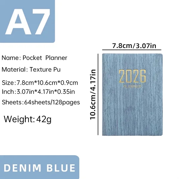 Portable A7 Pocket Planner Pu Cover Daily Notebook Calendar - Portable A7 Pocket Planner Pu Cover Daily Notebook Calendar - Image 9 of 12