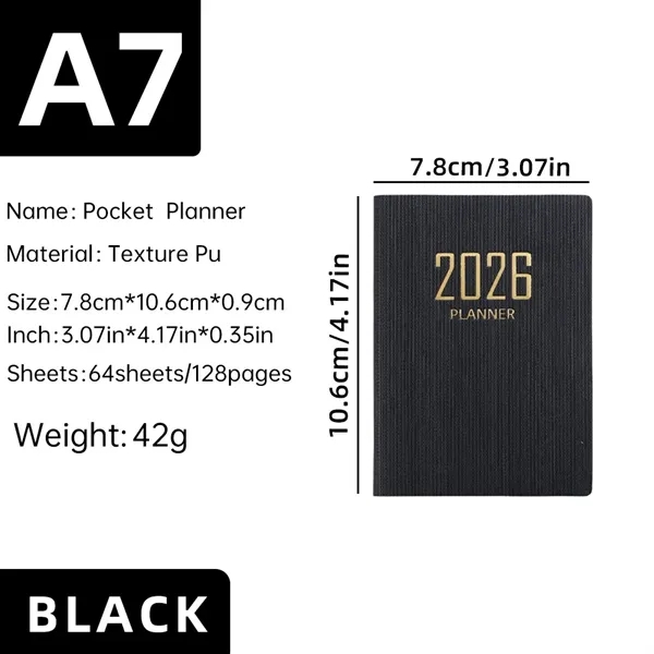 Portable A7 Pocket Planner Pu Cover Daily Notebook Calendar - Portable A7 Pocket Planner Pu Cover Daily Notebook Calendar - Image 10 of 12