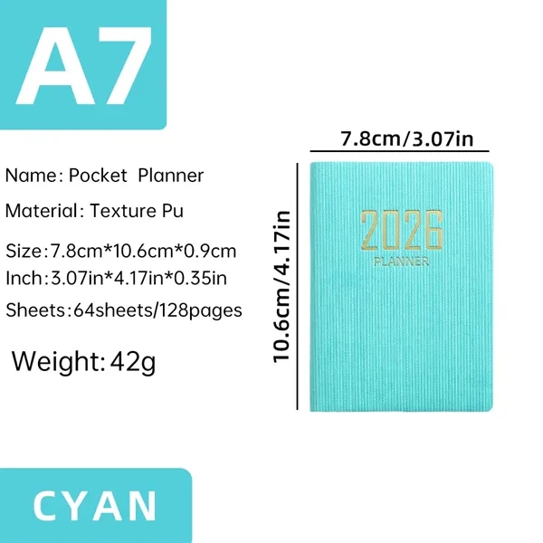 Portable A7 Pocket Planner Pu Cover Daily Notebook Calendar - Portable A7 Pocket Planner Pu Cover Daily Notebook Calendar - Image 11 of 12