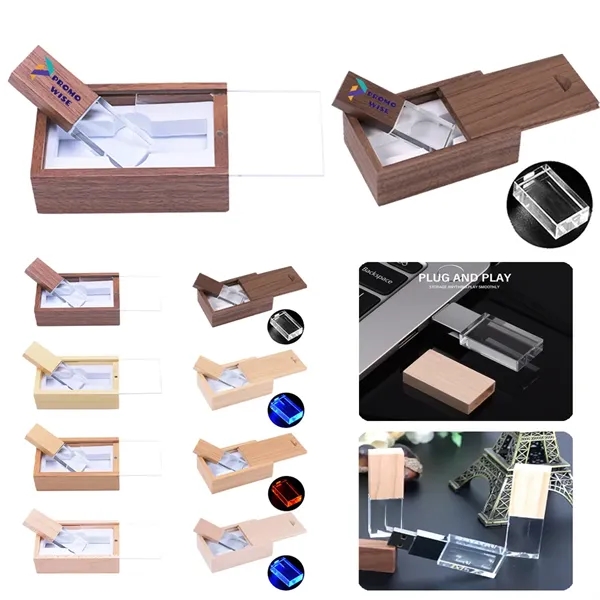 High-Speed Transfer Crystal LED Wooden USB Drive with Box - High-Speed Transfer Crystal LED Wooden USB Drive with Box - Image 0 of 13
