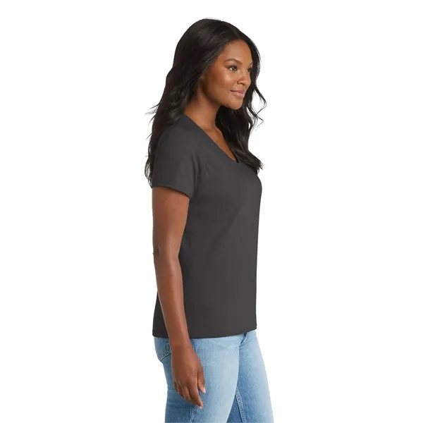 Port & Co Women's Performance Blend V-Neck Tee. - Port & Co Women's Performance Blend V-Neck Tee. - Image 2 of 59
