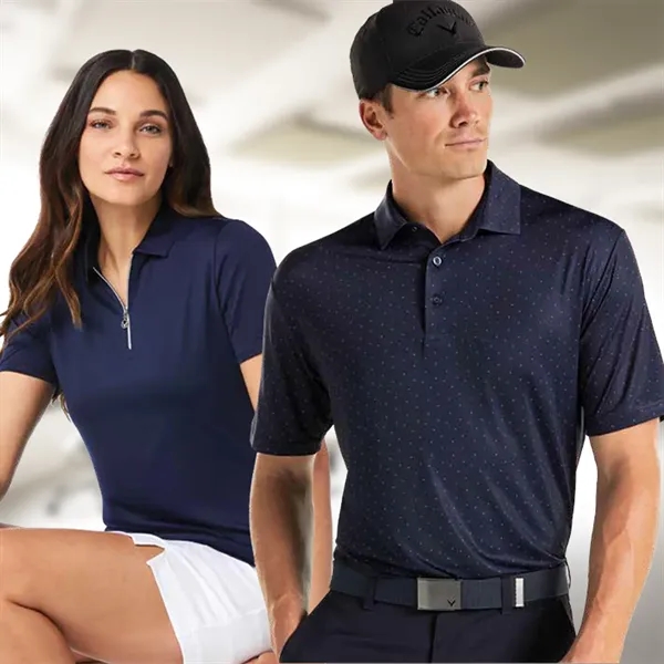Callaway® Moist Wicking Women's Chev Zipper Polo Shirt - Callaway® Moist Wicking Women's Chev Zipper Polo Shirt - Image 1 of 7