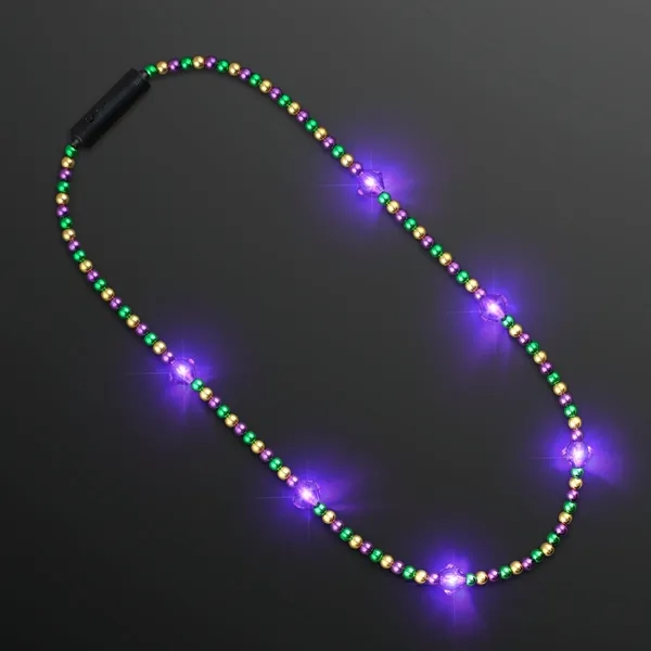 Purple Light Jewels Mardi Gras Beads with Purple Medallion - Purple Light Jewels Mardi Gras Beads with Purple Medallion - Image 1 of 2