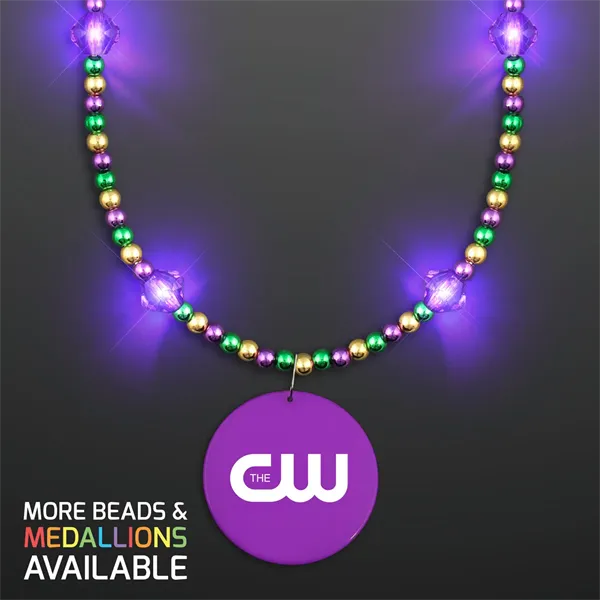 Purple Light Jewels Mardi Gras Beads with Purple Medallion - Purple Light Jewels Mardi Gras Beads with Purple Medallion - Image 0 of 2