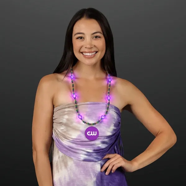 Purple Light Jewels Mardi Gras Beads with Purple Medallion - Purple Light Jewels Mardi Gras Beads with Purple Medallion - Image 2 of 2
