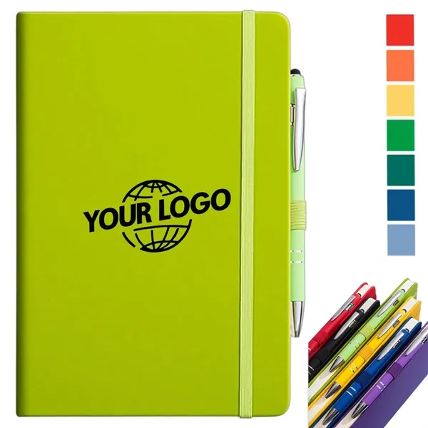 A5 PU Leather Lined Journal Notebook with Pen - A5 PU Leather Lined Journal Notebook with Pen - Image 0 of 7