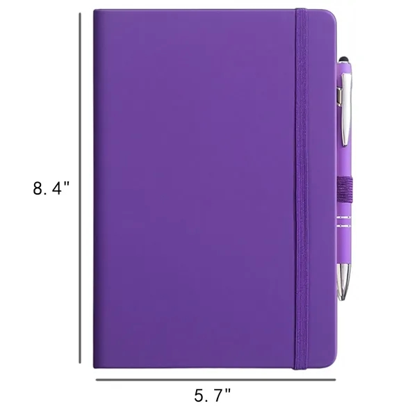 A5 PU Leather Lined Journal Notebook with Pen - A5 PU Leather Lined Journal Notebook with Pen - Image 1 of 7