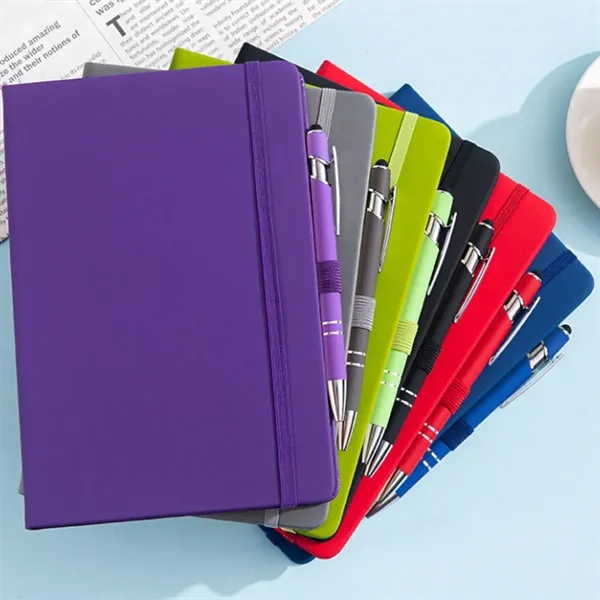 A5 PU Leather Lined Journal Notebook with Pen - A5 PU Leather Lined Journal Notebook with Pen - Image 3 of 7