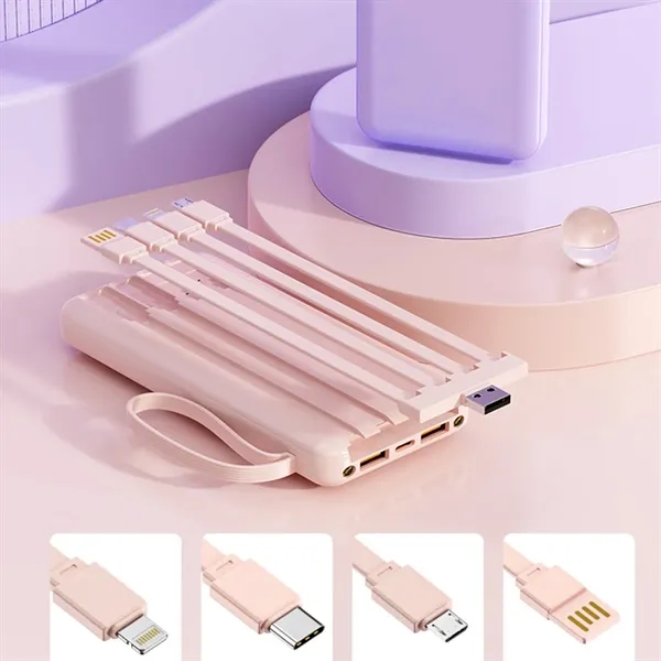 10000mAh Fast Charging Power Bank With Built-In 4 Cables - 10000mAh Fast Charging Power Bank With Built-In 4 Cables - Image 3 of 8