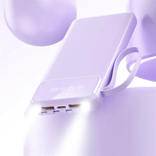 10000mAh Fast Charging Power Bank With Built-In 4 Cables - 10000mAh Fast Charging Power Bank With Built-In 4 Cables - Image 5 of 8