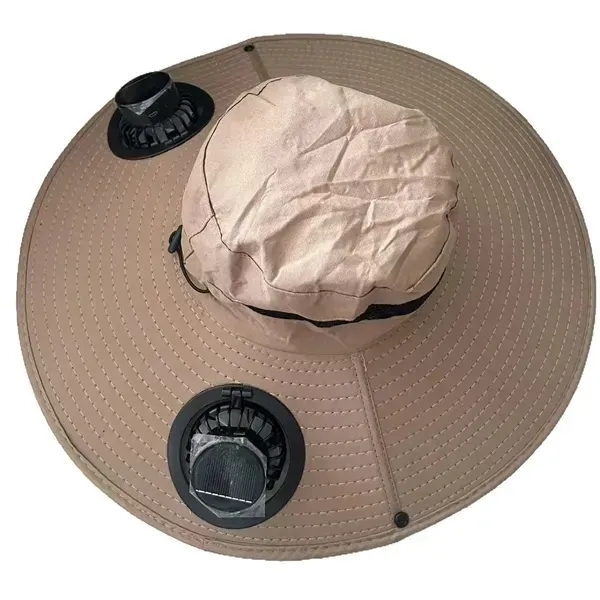 Wide Brim Solar Fan Outdoor Fishing Hat - Wide Brim Solar Fan Outdoor Fishing Hat - Image 1 of 3