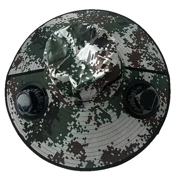 Wide Brim Solar Fan Outdoor Fishing Hat - Wide Brim Solar Fan Outdoor Fishing Hat - Image 2 of 3