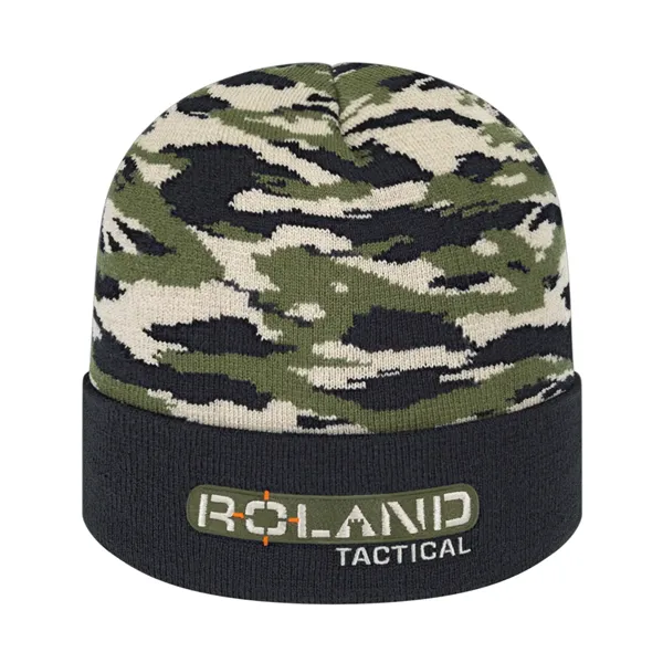 Vintage Tiger Camouflage Knit Cap with Solid Color Cuff - Vintage Tiger Camouflage Knit Cap with Solid Color Cuff - Image 0 of 1