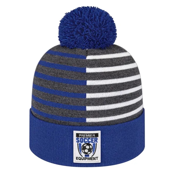 Half Color Knit Cap with Cuff
