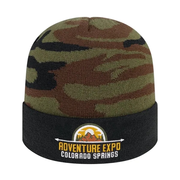 Woodland Camouflage Knit Cap with Solid Color Cuff