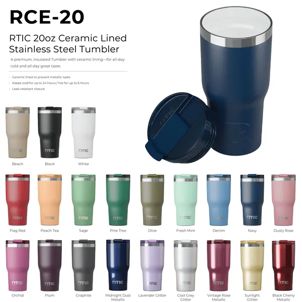 RTIC 20oz Ceramic Lined Stainless Tumbler - RTIC 20oz Ceramic Lined Stainless Tumbler - Image 1 of 64
