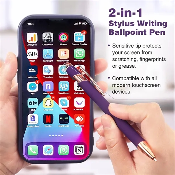 2-in-1 Stylus Retractable Ballpoint Pen - 2-in-1 Stylus Retractable Ballpoint Pen - Image 1 of 3