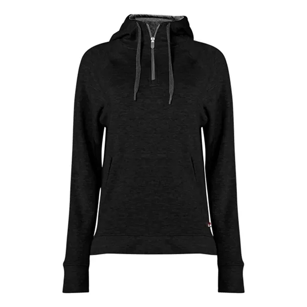 Custom Badger Women's FitFlex French Terry Quarter-Zip Hooded Pu...