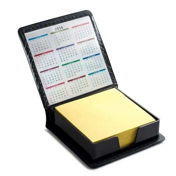 Leatherette Flip-Top Calendar Box with Yellow Sticky Note Pa - Leatherette Flip-Top Calendar Box with Yellow Sticky Note Pa - Image 0 of 3