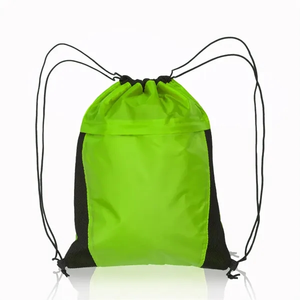 Mesh Accent Drawstring Backpacks - Mesh Accent Drawstring Backpacks - Image 1 of 1