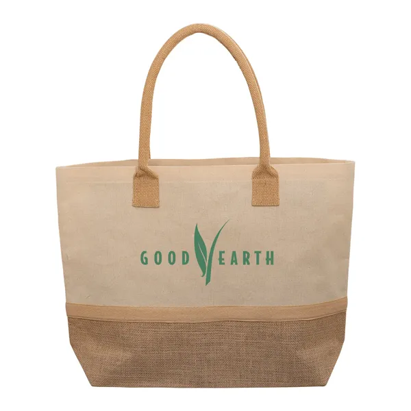 Wanderlust Laminated Jute & Canvas Tote Bag - Wanderlust Laminated Jute & Canvas Tote Bag - Image 0 of 1
