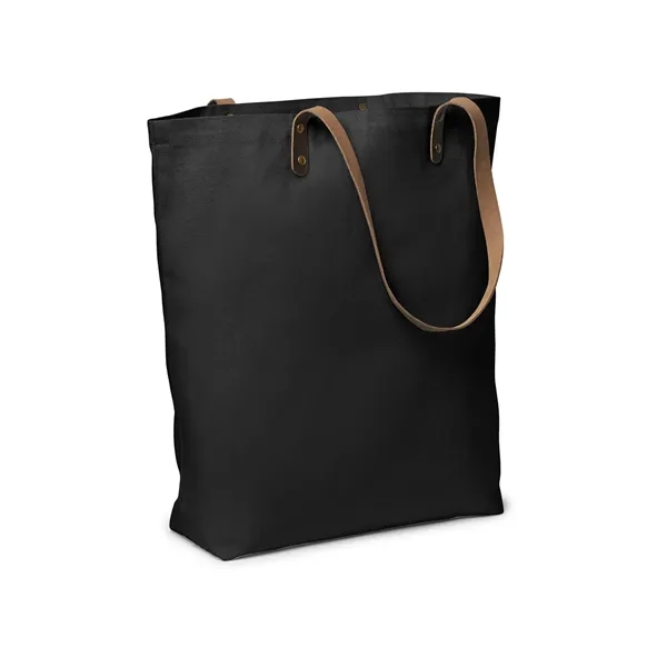 Urban Cotton Tote Bag with Leather Handles - Urban Cotton Tote Bag with Leather Handles - Image 1 of 8